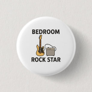 Bóton Redondo 2.54cm Estrela do Rock de Quarto Design de Guitarra e Amp