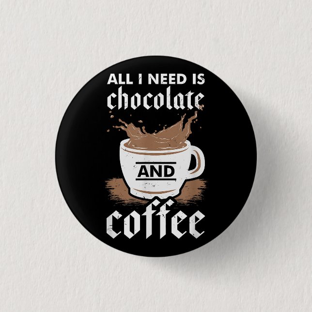Bóton Redondo 2.54cm Eu Adoro Chocolate E Café (Frente)