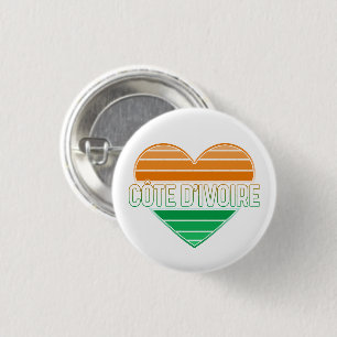 Bóton Redondo 2.54cm Eu Amo a Costa do Marfim, coração da Costa do Marf