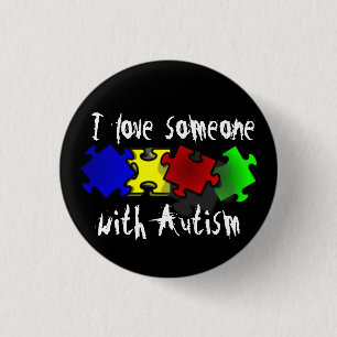 Bóton Redondo 2.54cm Eu amo alguém com Autism Button