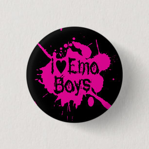 Bóton Redondo 2.54cm "Eu Amo Emo Boys" Pintor Rosa