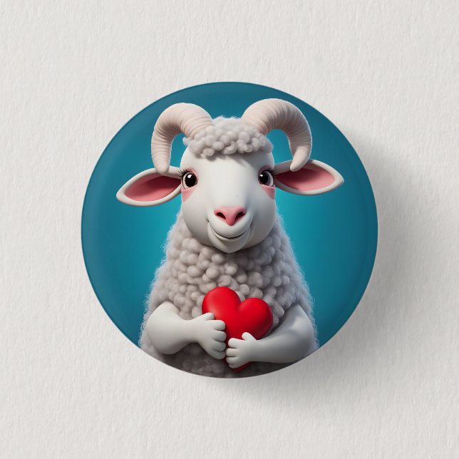 Bóton Redondo 2.54cm Eu Amo Ewe (Frente)