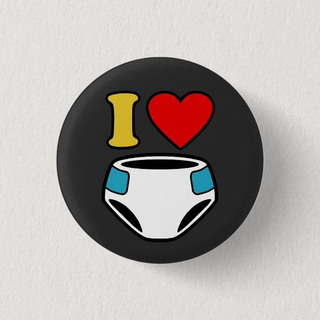 BÓTON REDONDO 2.54CM EU AMO FRALDAS (Frente)