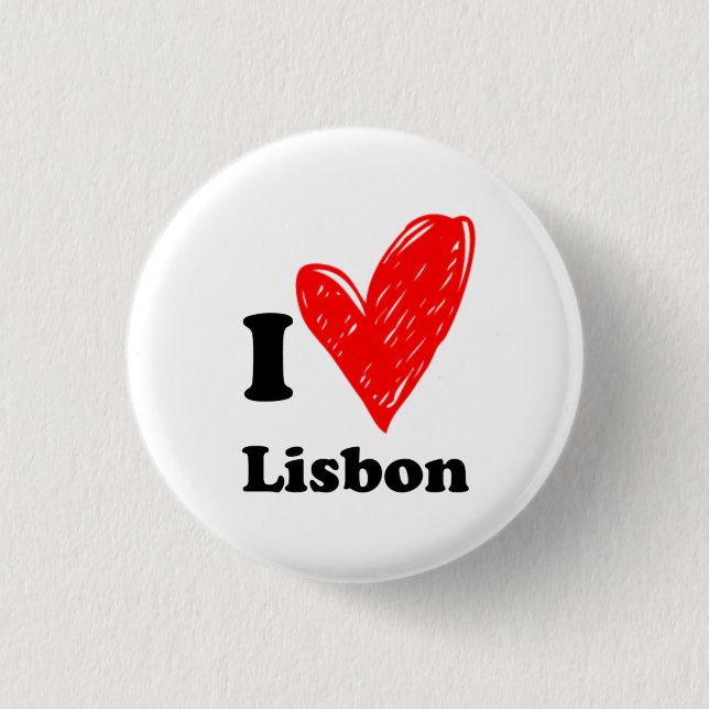 Bóton Redondo 2.54cm Eu amo Lisboa (Frente)