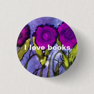 Bóton Redondo 2.54cm Eu amo livros - botão do heliotrópio