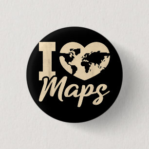 Bóton Redondo 2.54cm Eu Amo Mapas, Geografia
