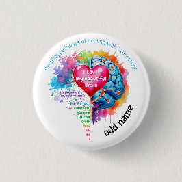 Bóton Redondo 2.54cm Eu Amo Meu Belo Botão Cérebro