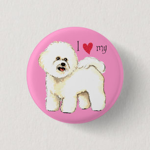 Bóton Redondo 2.54cm Eu amo meu Bichon Frise
