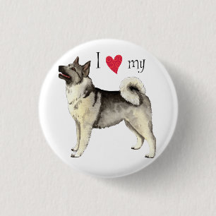 Bóton Redondo 2.54cm Eu amo meu Elkhound norueguês
