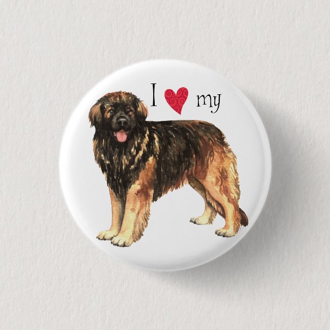 Bóton Redondo 2.54cm Eu amo meu Leonberger (Frente)