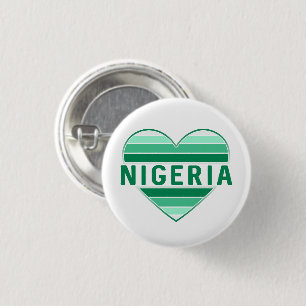 Bóton Redondo 2.54cm Eu Amo Nigéria, Coração nigeriana