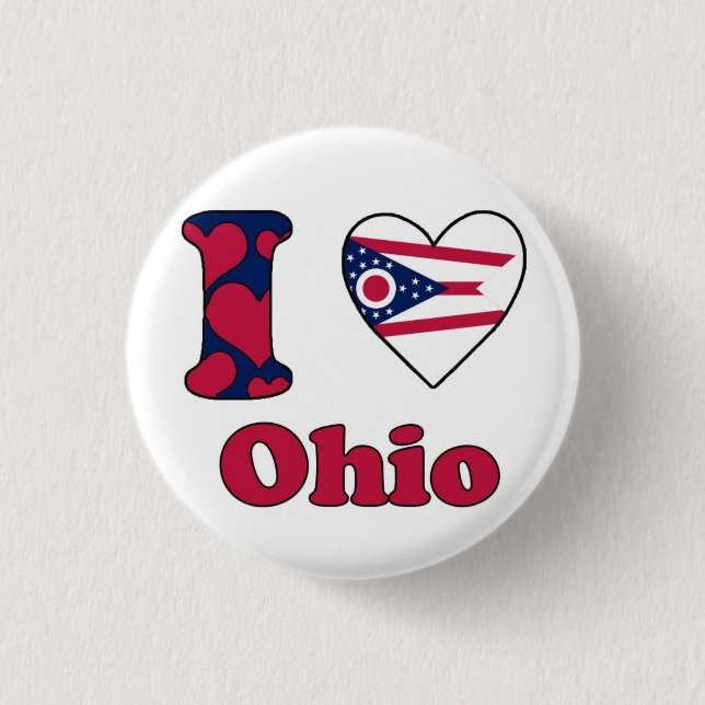 Bóton Redondo 2.54cm Eu amo Ohio (Frente)