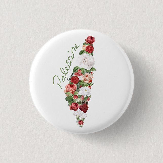 Bóton Redondo 2.54cm Eu Amo Palestina Meu Mapa Nacional Palestino (Frente)