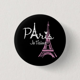 Bóton Redondo 2.54cm Eu Amo Paris Eiffel Torre França Souvenir Francês