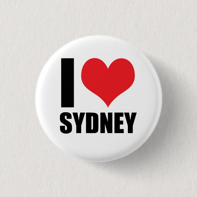 Bóton Redondo 2.54cm Eu amo Sydney (Frente)