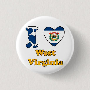 Bóton Redondo 2.54cm Eu amo West Virginia