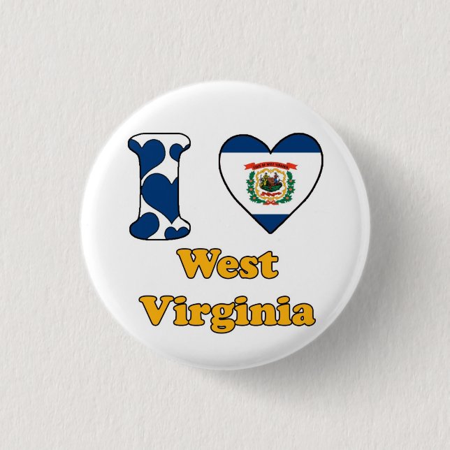Bóton Redondo 2.54cm Eu amo West Virginia (Frente)