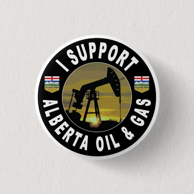 Bóton Redondo 2.54cm Eu apoio Alberta Oil & Gas (Frente)