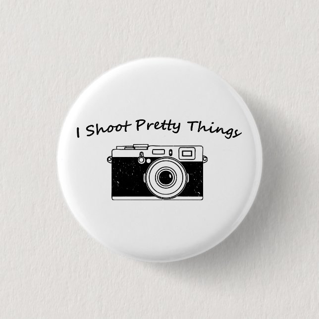 Bóton Redondo 2.54cm Eu disparo na fotografia bonito das coisas (Frente)