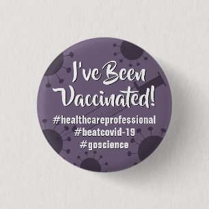Bóton Redondo 2.54cm Eu fui vacinado com hashtags, compota de uva