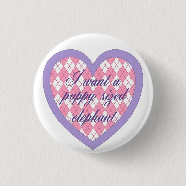 Bóton Redondo 2.54cm "Eu quero botão de um elefante feito sob medida (Frente)