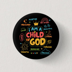 Bóton Redondo 2.54cm Eu sou uma criança de Deus Fé Cristã Retro Jesus