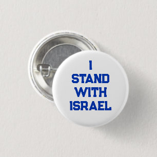 Bóton Redondo 2.54cm Eu suporto com Israel texto azul-branco moderno