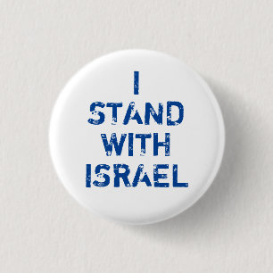Bóton Redondo 2.54cm Eu suporto com Israel texto branco e azul angustia