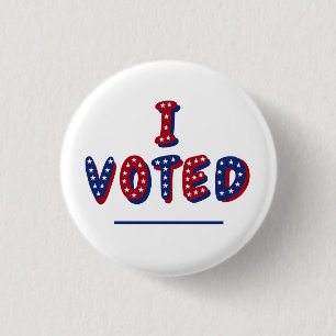 Bóton Redondo 2.54cm Eu Votei Vermelho Branco e Azul