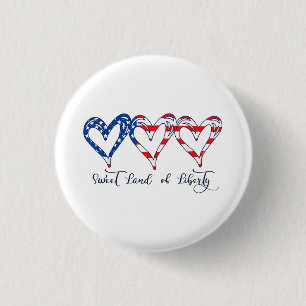 Bóton Redondo 2.54cm EUA Flag Patriotic Hearts 4 de julho Sweet Land o