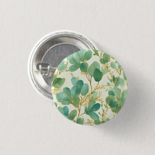 Bóton Redondo 2.54cm Eucalyptus deixa Design verde e Dourado