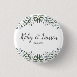 Bóton Redondo 2.54cm Eucalyptus Greenery Aniversário Floral