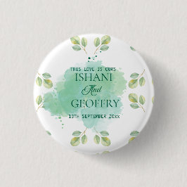 Bóton Redondo 2.54cm Eucalyptus Leaves Greenery Wedding