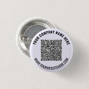 Bóton Redondo 2.54cm Exemplo de botão de código QR com texto personaliz