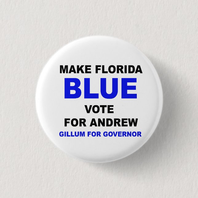 BÓTON REDONDO 2.54CM FAÇA O AZUL DE FLORIDA - VOTO PARA ANDREW (Frente)