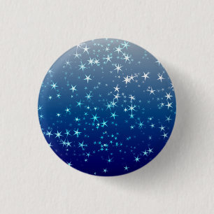 Bóton Redondo 2.54cm Faíscas de Natal Estrelas Céu Azul