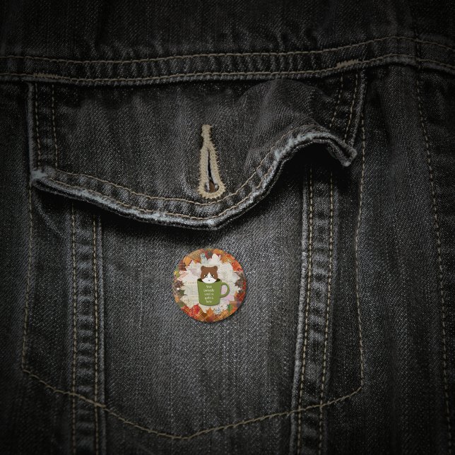 Bóton Redondo 2.54cm Fall Break Cat (Fall Break Cat 1 Inch Round Button)