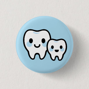 Bóton Redondo 2.54cm Família do Dente Fofo – Design de Pai e Filho Sorr
