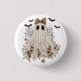 Bóton Redondo 2.54cm Fantasma de Renda Elegante com Laço | Fantasma Flo