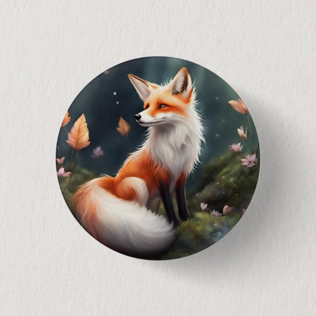 Bóton Redondo 2.54cm Fantasy Fox Nature Art (Frente)