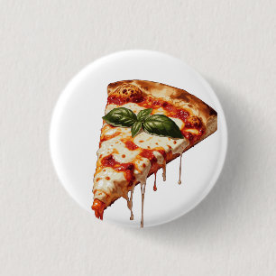 Bóton Redondo 2.54cm Fatia de Pizza Margheri com Queijo Derretido e Pul