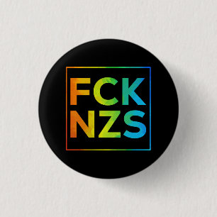 Bóton Redondo 2.54cm Fck NZS mit Rahmen Regenbogen auf schwarz