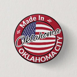 Bóton Redondo 2.54cm Feito em Oklahoma City Oklahoma USA Flag