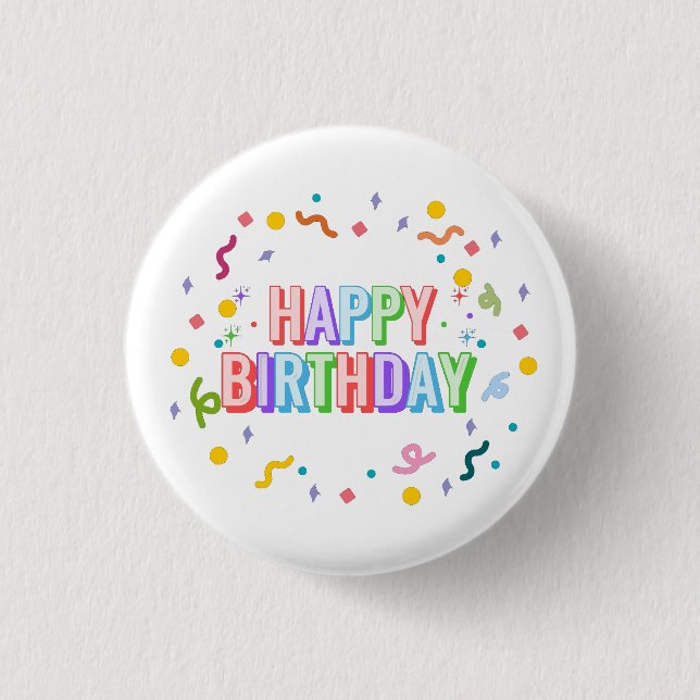 Bóton Redondo 2.54cm Feliz Aniversário (Frente)