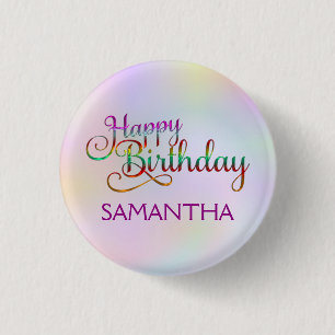 Bóton Redondo 2.54cm FELIZ ANIVERSARIO - design de texto + suas