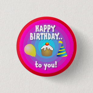 Bóton Redondo 2.54cm Feliz Aniversário Para Você Círculo Design-47555