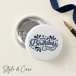 Bóton Redondo 2.54cm Feliz Aniversário Para Você Design de Botão Gráfic