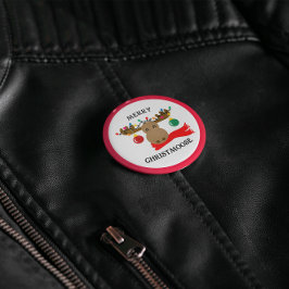 Bóton Redondo 2.54cm Feliz Christmoose Engraçado Natal