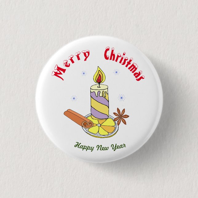 Bóton Redondo 2.54cm Feliz Feliz ano novo de natal (Frente)