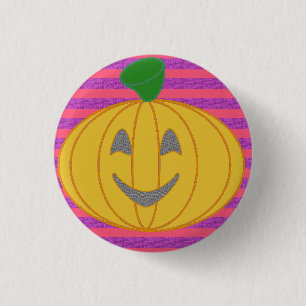 Bóton Redondo 2.54cm Feliz Grande Abóbora Laranja Moderna Halloween